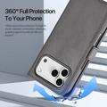 Custodia in pelle a portafoglio con copertura magnetica Dux Ducis Lawa per iPhone 18 Pro - Grigia