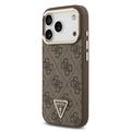 Custodia MagSafe per iPhone 18 Pro Guess 4G Strass Triangle Logo Gold Frame - Marrone