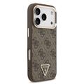 Custodia MagSafe per iPhone 18 Pro Guess 4G Strass Triangle Logo Gold Frame - Marrone