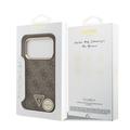 Custodia MagSafe per iPhone 18 Pro Guess 4G Strass Triangle Logo Gold Frame - Marrone