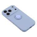Custodia in silicone liquido per iPhone 18 Pro con anello di fissaggio e cinturino da polso - Viola chiaro