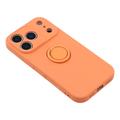 Custodia in silicone liquido per iPhone 18 Pro con anello di fissaggio e cinturino da polso - Arancione