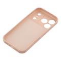 Custodia in silicone liquido per iPhone 18 Pro con anello di fissaggio e cinturino da polso - Rosa