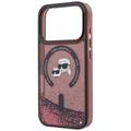 Custodia MagSafe per iPhone 18 Pro Max/17 Pro Max Karl Lagerfeld Liquid Glitter Karl & Choupette Heads - Borgogna
