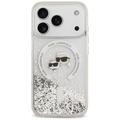 Custodia MagSafe per iPhone 18 Pro Max/17 Pro Max Karl Lagerfeld Liquid Glitter Karl & Choupette Heads - Trasparente