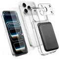 Set di protezione MagSafe 4 in 1 per iPhone 18 Pro Max con porta carte - Trasparente / Nero