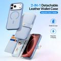 Custodia in pelle a portafoglio con copertura magnetica Dux Ducis Lawa per iPhone 18 Pro Max - Baby Blu