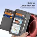 Custodia in pelle a portafoglio con copertura magnetica Dux Ducis Lawa per iPhone 18 Pro Max - Grigia