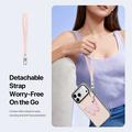 Custodia iPhone 18 Pro Max Dux Ducis Luvy con anello per le dita e cinturino per la mano - Rosa chiaro / Farfalla