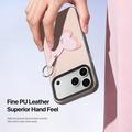 Custodia iPhone 18 Pro Max Dux Ducis Luvy con anello per le dita e cinturino per la mano - Rosa chiaro / Farfalla