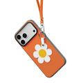 Custodia per iPhone 18 Pro Max Dux Ducis Luvy con anello per le dita e cinturino per la mano - Arancione / Margherita