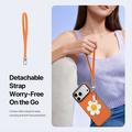 Custodia per iPhone 18 Pro Max Dux Ducis Luvy con anello per le dita e cinturino per la mano - Arancione / Margherita