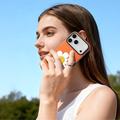 Custodia per iPhone 18 Pro Max Dux Ducis Luvy con anello per le dita e cinturino per la mano - Arancione / Margherita