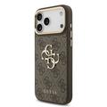 Custodia per iPhone 18 Pro Max Guess 4G Metal Logo Gold Frame - Marrone