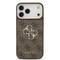 Custodia per iPhone 18 Pro Max Guess 4G Metal Logo Gold Frame - Marrone