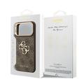 Custodia per iPhone 18 Pro Max Guess 4G Metal Logo Gold Frame - Marrone