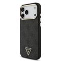 Custodia MagSafe per iPhone 18 Pro Max Guess 4G Strass Triangle Logo Gold Frame - Nera