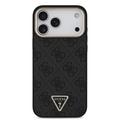 Custodia MagSafe per iPhone 18 Pro Max Guess 4G Strass Triangle Logo Gold Frame - Nera