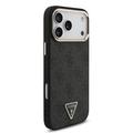Custodia MagSafe per iPhone 18 Pro Max Guess 4G Strass Triangle Logo Gold Frame - Nera