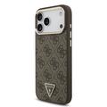 Custodia MagSafe per iPhone 18 Pro Max Guess 4G Strass Triangle Logo Gold Frame - Marrone