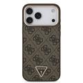 Custodia MagSafe per iPhone 18 Pro Max Guess 4G Strass Triangle Logo Gold Frame - Marrone