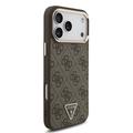 Custodia MagSafe per iPhone 18 Pro Max Guess 4G Strass Triangle Logo Gold Frame - Marrone