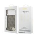 Custodia MagSafe per iPhone 18 Pro Max Guess 4G Strass Triangle Logo Gold Frame - Marrone
