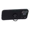 Custodia in silicone liquido per iPhone 18 Pro Max con anello di fissaggio e cinturino da polso - Nera