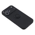 Custodia in silicone liquido per iPhone 18 Pro Max con anello di fissaggio e cinturino da polso - Nera