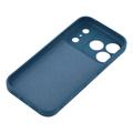 Custodia in silicone liquido per iPhone 18 Pro Max con anello di fissaggio e cinturino da polso - Blu notte