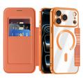 Custodia a libro magnetica elegante per iPhone 18 Pro con scomparti per carte RFID - Arancione