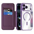 Custodia a libro magnetica elegante per iPhone 18 Pro con scomparti per carte RFID - Viola