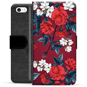 Custodia Portafoglio per iPhone 5/5S/SE  - Fiori Vintage