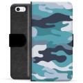 Custodia a Portafoglio Premium per iPhone 5/5S/SE - Blu Mimetico