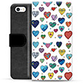 Custodia a Portafoglio Premium per iPhone 5/5S/SE - Cuori