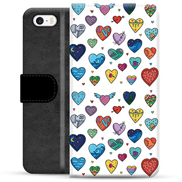 Custodia a Portafoglio Premium per iPhone 5/5S/SE - Cuori