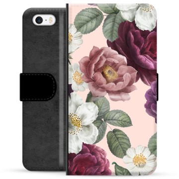 Custodia a Portafoglio Premium per iPhone 5/5S/SE - Fiori Romantici