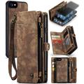 Custodia a portafoglio multifunzionale 2 in 1 Caseme 008 per iPhone 7/8/SE (2020)/SE (2022) - Marrone