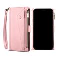 Custodia a portafoglio con cerniera e cinturino da polso Esseble per iPhone 7/8/SE (2020)/SE (2022) - Rosa