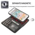 Custodia a portafoglio 2 in 1 in stile vintage per iPhone 7/8/SE (2020)/SE (2022) con coperchio rimovibile - Nera