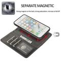Custodia a portafoglio 2 in 1 in stile vintage per iPhone 7 Plus/8 Plus con coperchio rimovibile - Nera