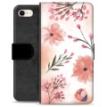 Custodia Portafoglio per iPhone 7 / iPhone 8 - Fiori Rosa