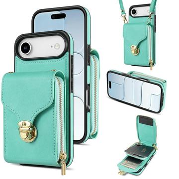 Custodia iPhone Air Tutto in uno con portafoglio e cinturino - Menta