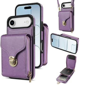 Custodia iPhone Air Tutto in uno con portafoglio e cinturino - Viola