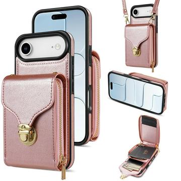Custodia iPhone Air Tutto in uno con portafoglio e cinturino - Oro rosa