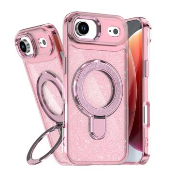 Custodia ibrida iPhone Air Glitter con supporto - Compatibile con MagSafe - Rosa