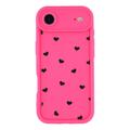 Custodia TPU antiurto per iPhone Air con motivo a cuore e bordi rialzati - Rosa caldo