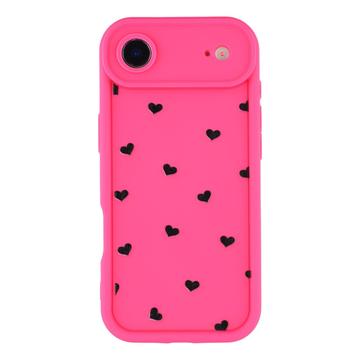 Custodia TPU antiurto per iPhone Air con motivo a cuore e bordi rialzati - Rosa caldo