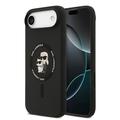 Custodia MagSafe in silicone liquido Karl Lagerfeld Karl and Choupette per iPhone Air - Nera