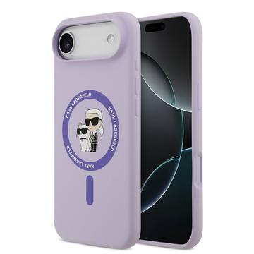 Custodia MagSafe in silicone liquido Karl Lagerfeld Karl and Choupette per iPhone Air - Viola